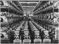 Stocks of the all-alloy, twin-cam engines await installation in new Alfa Romeo Giulias.