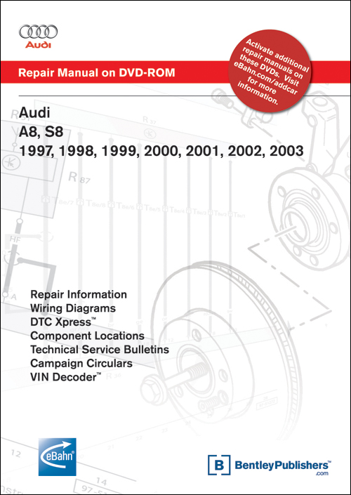 Audi A8, S8: 1997-2003 Repair Manual on DVD-ROM front cover