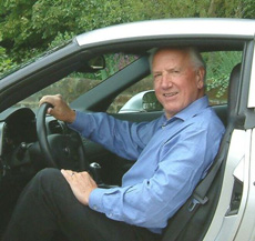 Karl Ludvigsen at the wheel of a Z06 Corvette