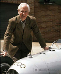 Karl Ludvigsen with a replica of a 1934 A-Type Auto Union.
