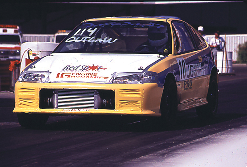 Turbocharged Honda CRX on the track.