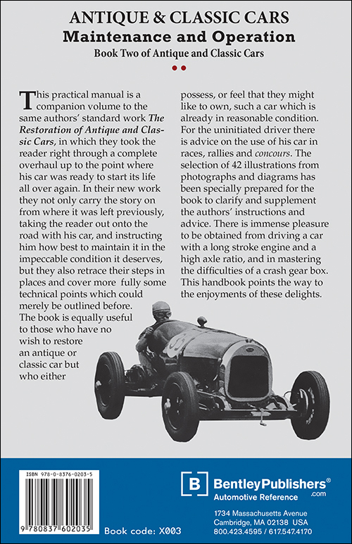 Antique & Classic Cars: Their Maintenance and Operation back cover