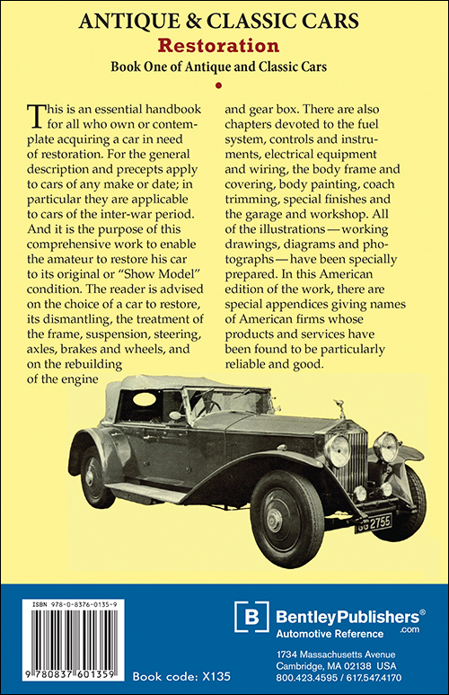 The Restoration of Antique and Classic Cars back cover
