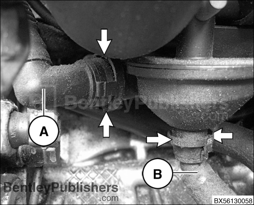 Step-by-step procedures for replacing the crankcase vent valve.