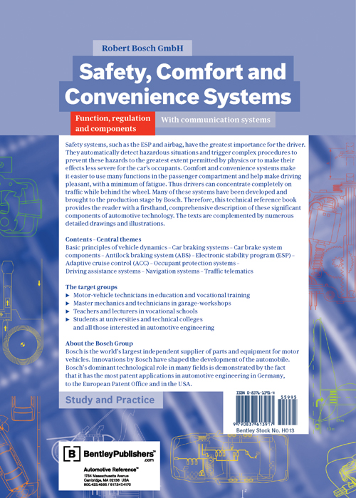 Bosch Safety, Comfort and Convenience Systems Handbook back cover