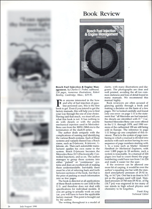 Bosch Fuel Injection and Engine Management review from The Star, July/August 1990