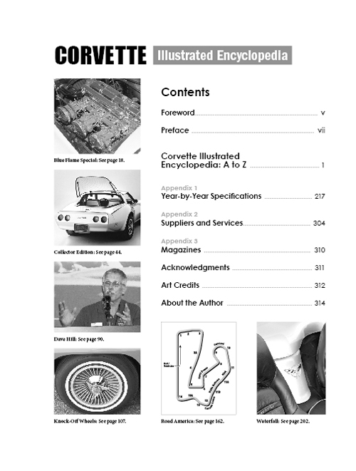 Corvette Illustrated Encyclopedia table of contents