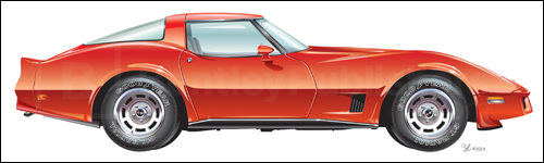 1980 Production Corvette illustrated by Steven Cavalieri 
