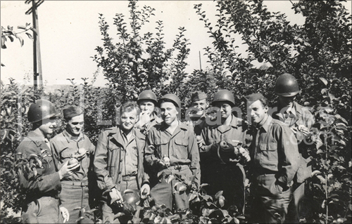 1945. Philip Lane, third from the left, with members of the 10th Armored Division, on occupation in the Garmish-Partenkirchen area.