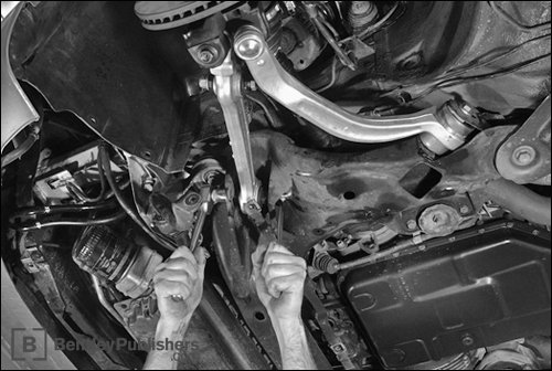 Step-by-step front suspension component replacement.(BentleyPublishers.com watermark not printed on actual product.)
