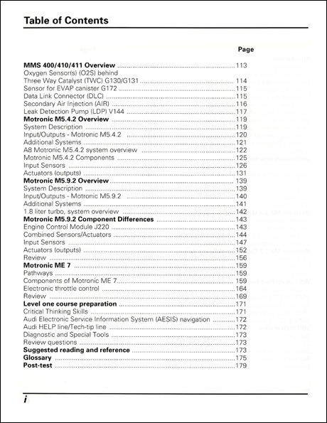 Audi Engine Management Systems Design and Function Technical Service Training Self-Study Program Table of Contents