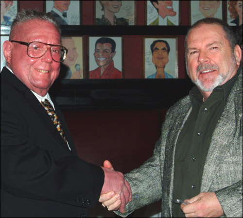 Tom Benford (right) receiving IAMA (International Automotive Media Awards) award from Walter R. Haessner, Executive Director, November 15, 2005