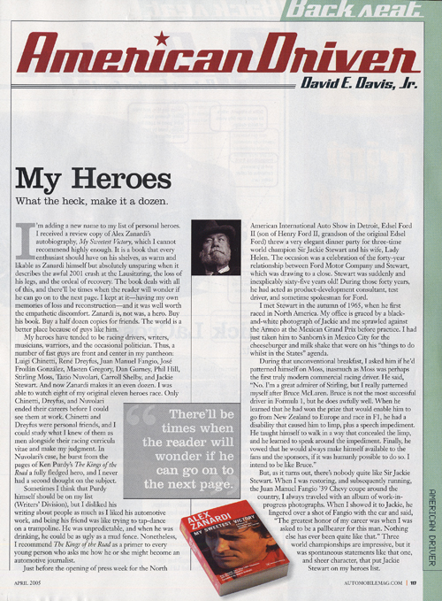 Review of Alex Zanardi: My Sweetest Victory from Automobile - April 2005