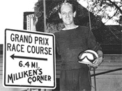 Bill Milliken earned eternal fame at Watkins Glen for his daring driving in Bugattis (Type 35,1948; Type 54, 1950), and a Miller four wheel drive (1949). Photo ca 1948. Bill Milliken earned eternal fame at Watkins Glen for his daring driving in Bugattis (Type 35,1948; Type 54, 1950), and a Miller four wheel drive (1949). Photo ca 1948.