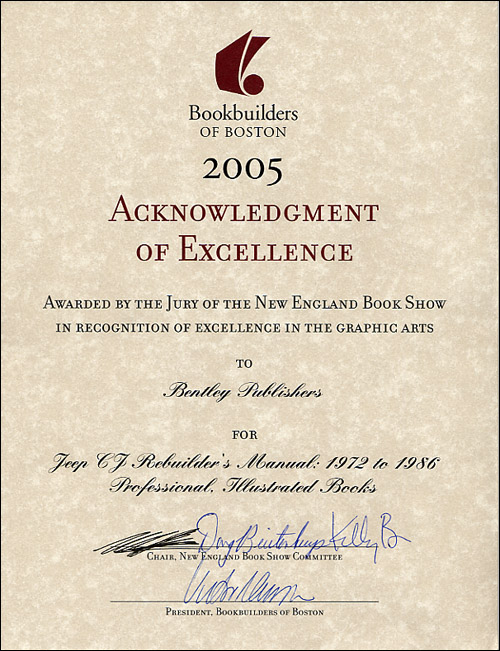 2005 Bookbuilders of Boston Acknowledgement of Excellence for Jeep® CJ Rebuilder