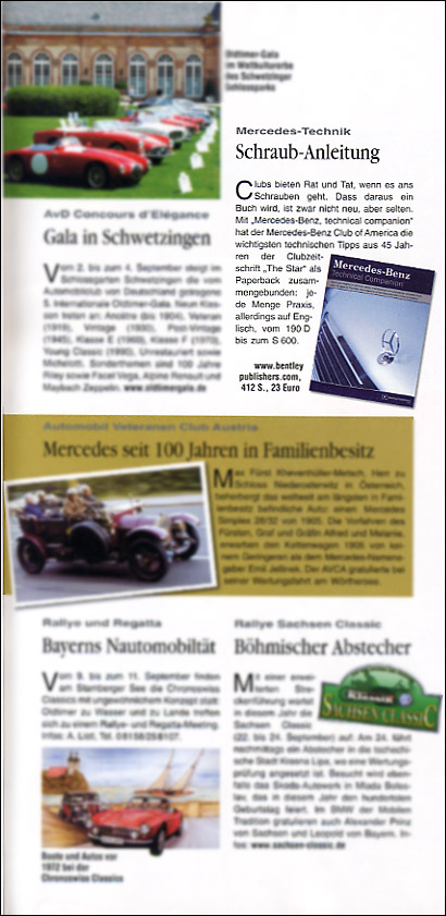 Review of Mercedes-Benz Technical Companion from Motor Klassik (Deutsche) - August 2005, p.9