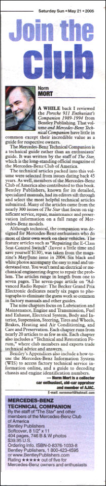 review of Mercedes-Benz Technical Companion? from Toronto Saturday Sun, May 21, 2005