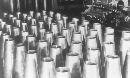 The efforts of Porsche, Piech, and Lafferentz to make the KdF works available for war production began to be rewarded in 1940 with contracts for the manufacture of bombs (shown) and ’swimmer’ kits for tanks.
