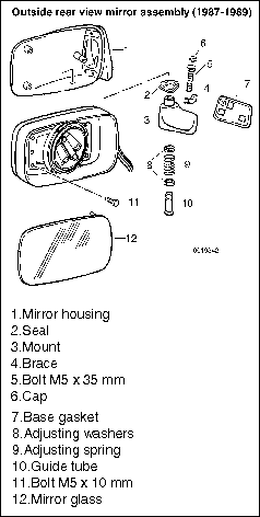 Outside rear view mirror assembly (1987-1989).