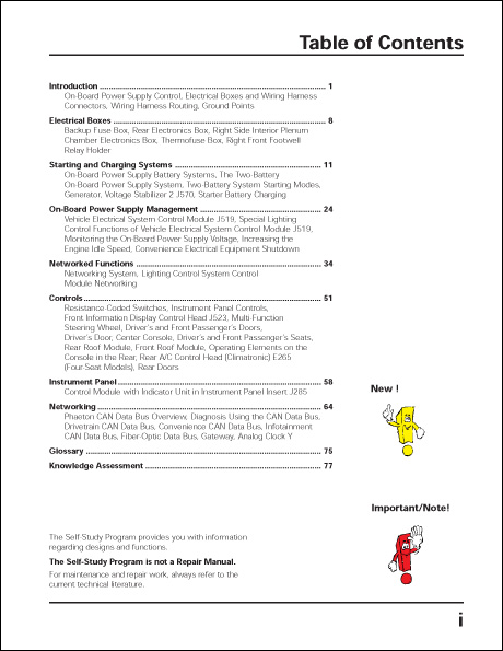 Volkswagen Phaeton On-Board Power Supply Design and Function Technical Service Training Self-Study Program Table of Contents