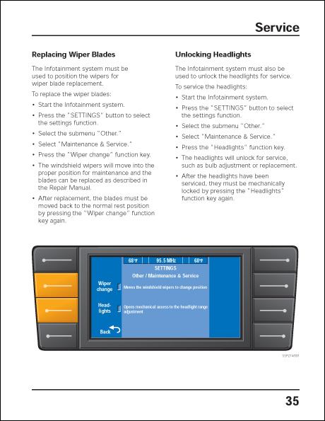 Volkswagen Phaeton Infotainment System Design and Function Technical Service Training Self-Study Program Replacing Wiper Blades and Unlocking Headlights