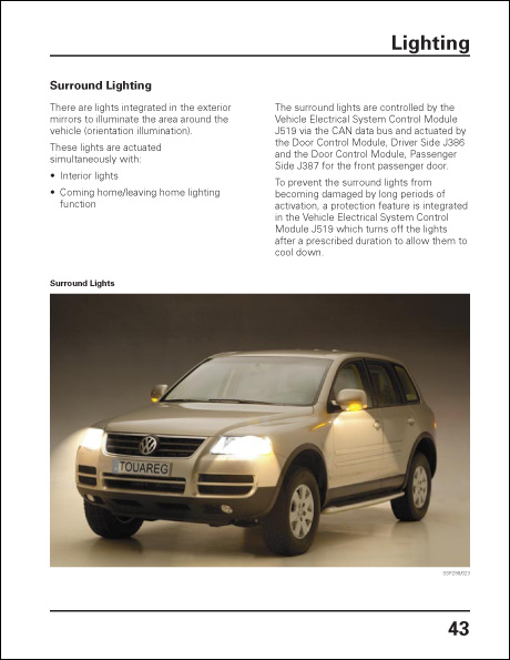 Volkswagen Touareg Electrical System Design and Function Technical Service Training Self-Study Program Surround Lighting