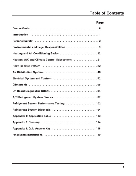 Volkswagen Heating, Air Conditioning and Climate Control Systems Operation and Diagnosis Technical Service Training Self-Study Program Table of Contents