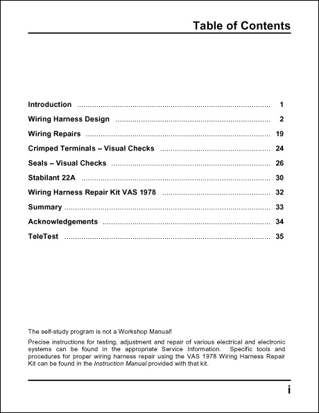 Table of Contents - Volkswagen Technical Service Training ...