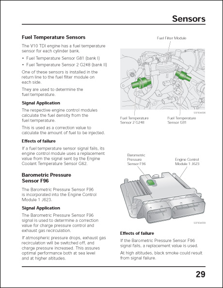 Volkswagen Touareg Electronic Diesel Control EDC 16 Design and Function Technical Service Training Self-Study Program Sensors