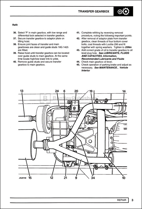 Land Rover Discovery Official Workshop Manual: 1995-1998 Transfer Gearbox Refit