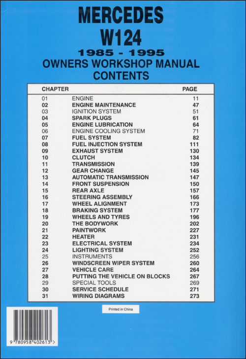 Mercedes Benz W124 Manual Free Download