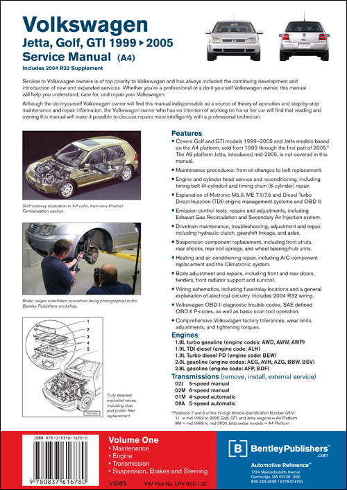 Volkswagen Jetta, Golf, GTI Service Manual: 1999-2005 back cover