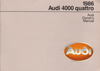 Audi 4000 quattro 1986 Owner's Manual