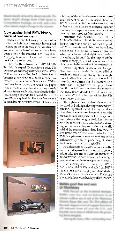 Review of BMW Z4: Design, Development and Production from Bimmer - December 2004