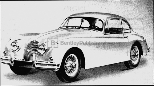 The Jaguar XK 150 Fixed Head Coupe (Hardtop). Excerpted from Jaguar XK 150 Driver's Handbook: 1958-1961, page iii.
(BentleyPublishers.com watermark not printed on actual product.)
