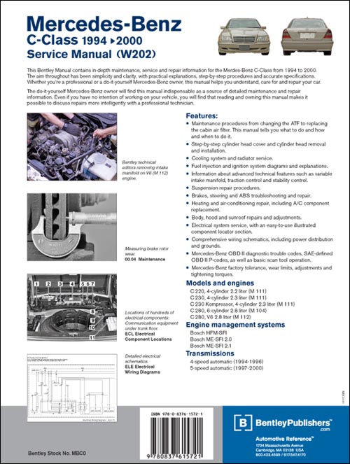 Mercedes-Benz C-Class Service Manual: 1994-2000 back cover
