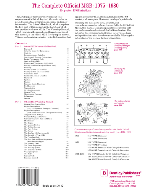 The Complete Official MGB: 1975-1980 back cover