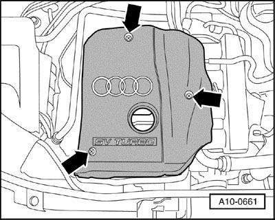 Sound absorbing panel over 4-cylinder engine, removing