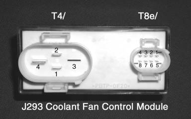 VW Passat 1993 Cooling Fan Control Module Input/Output listing