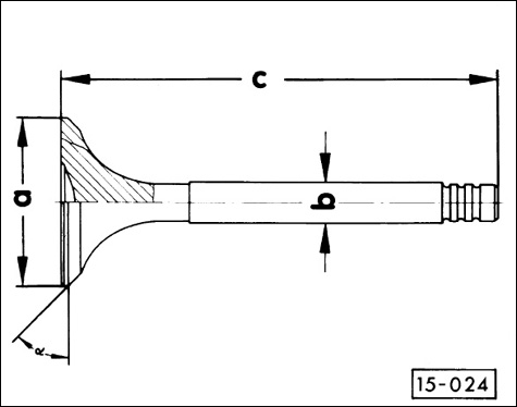 Fig. 18. Valve dimensions to be used with Table b.
Cylinder Head and Valvetrain (4-Cylinder Engines)
page 15a-16