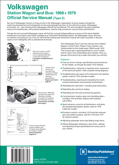 Back Cover - VW - Volkswagen Repair Manual: Station Wagon/Bus Type 2: